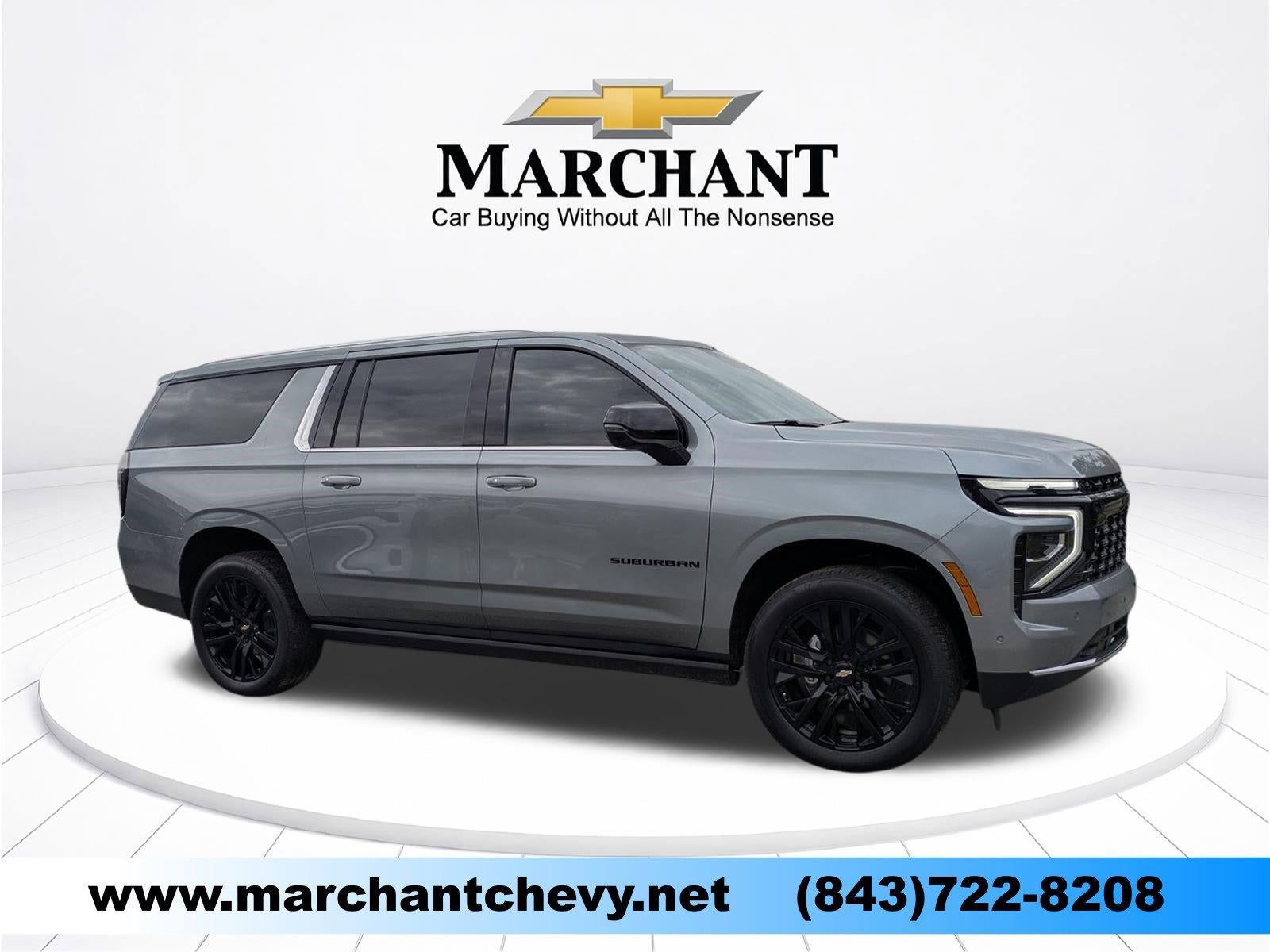 2026 Chevrolet Suburban Premier in Sterling Gray Metallic — front three-quarter view
