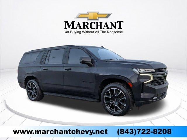 2022 Chevrolet Suburban 4WD RST in Dark Ash Metallic — front three-quarter view