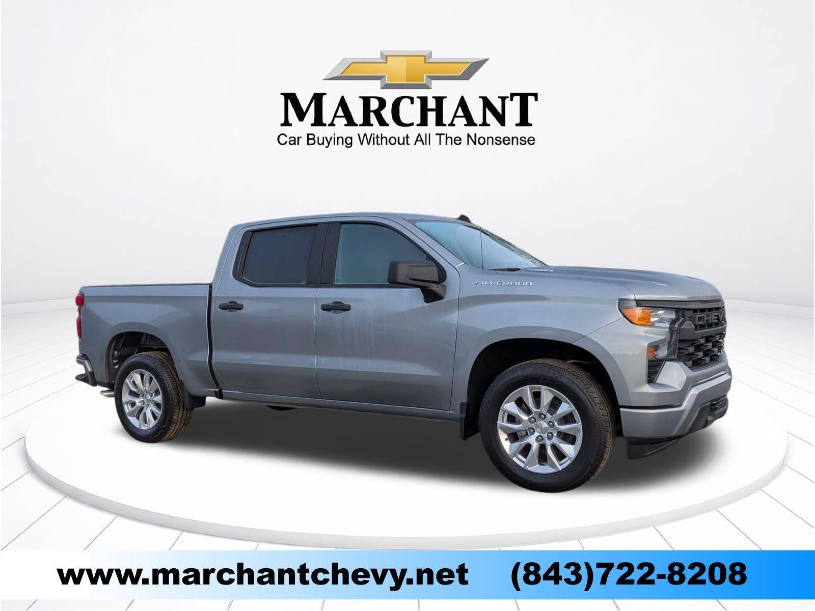 2026 Chevrolet Silverado 1500 Custom in Sterling Gray Metallic — front three-quarter view