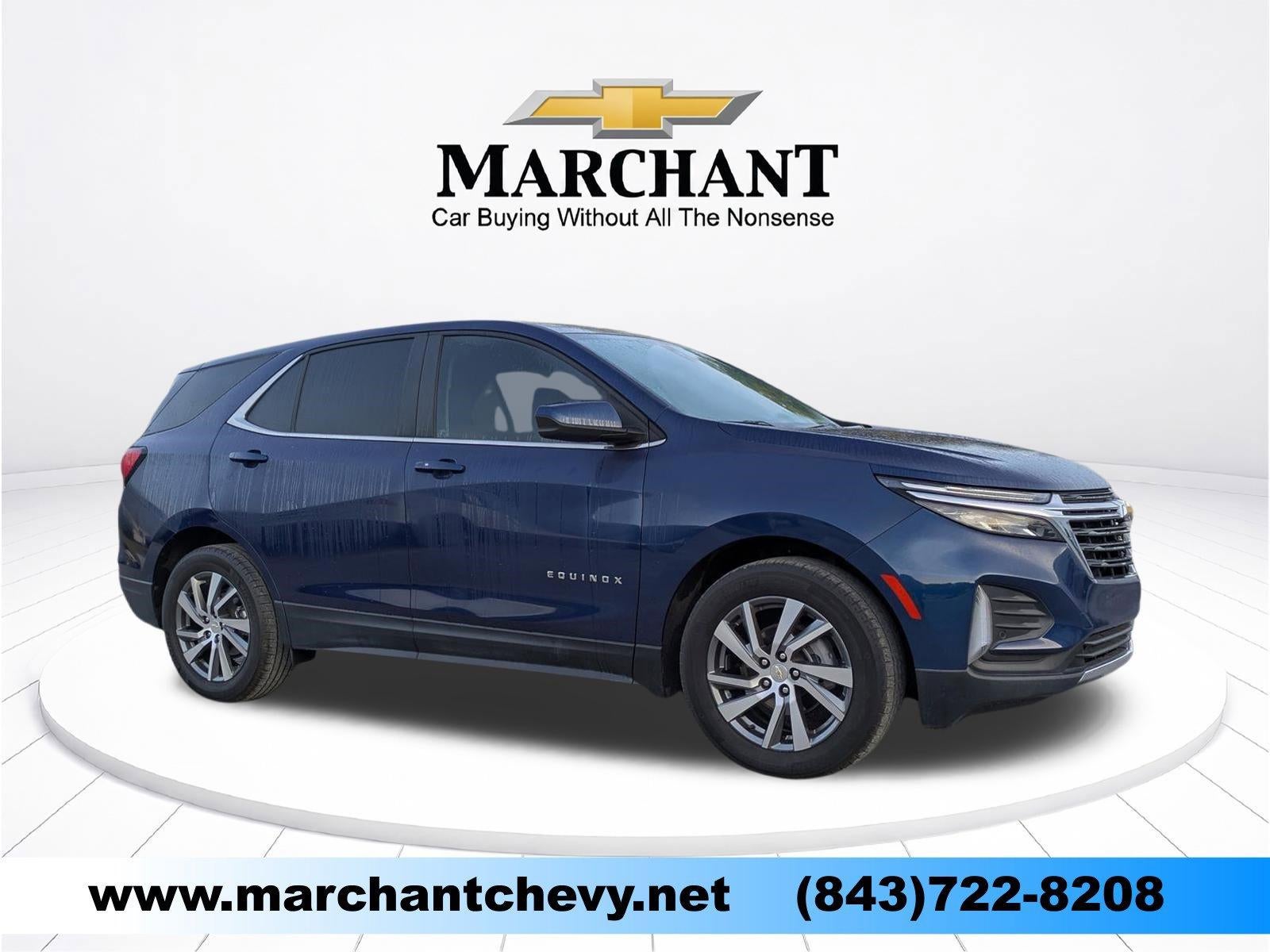 2022 Chevrolet Equinox FWD LT in Blue Glow Metallic — front three-quarter view