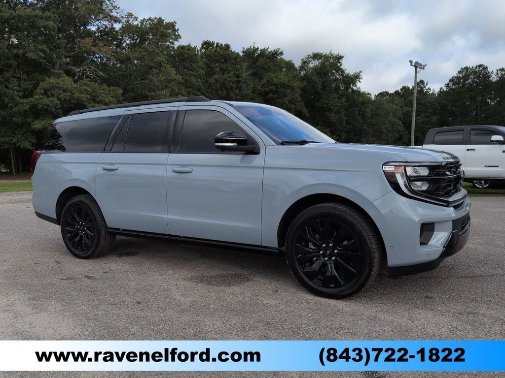 2025 Ford Expedition Max Platinum in Glacier Gray Metallic Tricoat — front three-quarter view