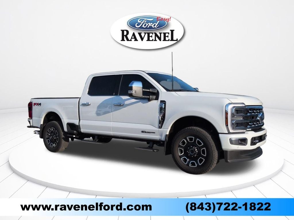 2024 Ford F-250SD Platinum in Star White Metallic Tri-Coat — front three-quarter view