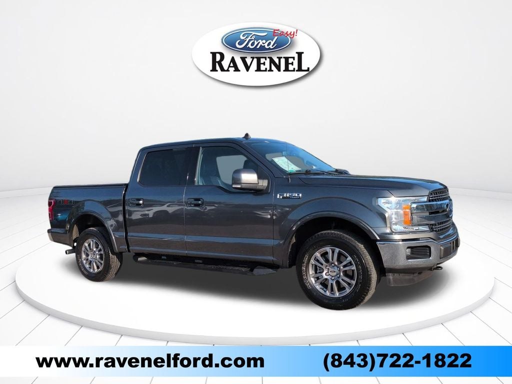 2019 Ford F-150 Lariat in Magnetic Metallic — front three-quarter view