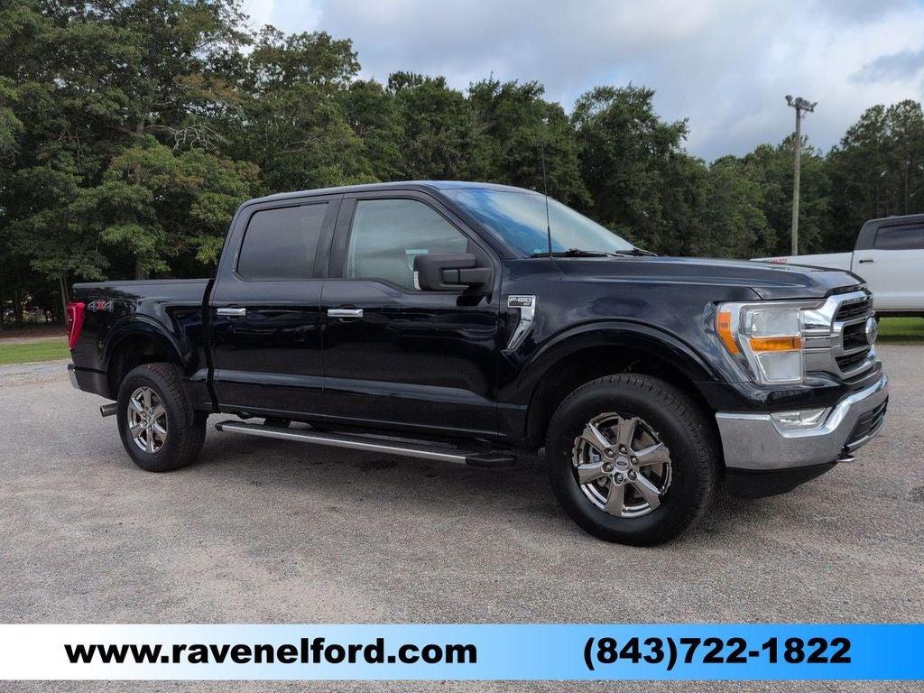 2021 Ford F-150 XLT in Antimatter Blue Metallic — front three-quarter view