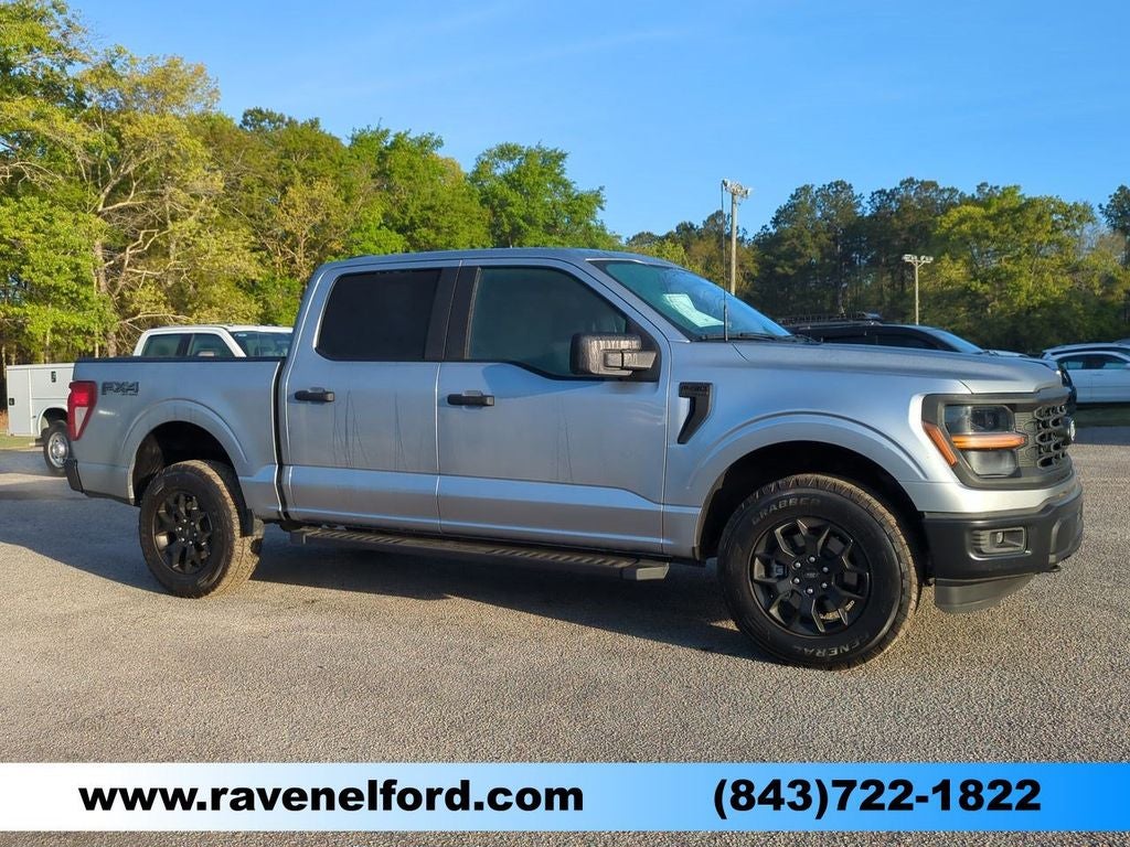 2024 Ford F-150 STX in Iconic Silver Metallic — front three-quarter view