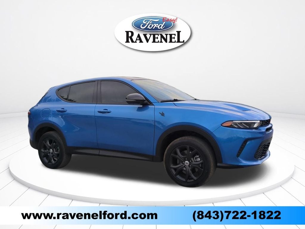 2023 Dodge Hornet GT Plus in Blu Bayou — front three-quarter view